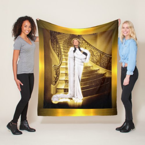 Hollywood Regency Glamorous Diva Golden  Fleece Blanket