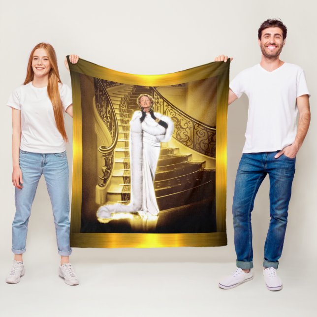 Hollywood Regency Glamorous Diva Golden  Fleece Blanket (In Situ)