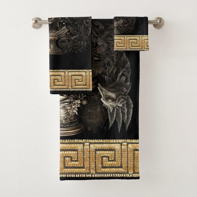 Hollywood Regency Greek Goddess Artemi Bath Towel Set (Insitu)