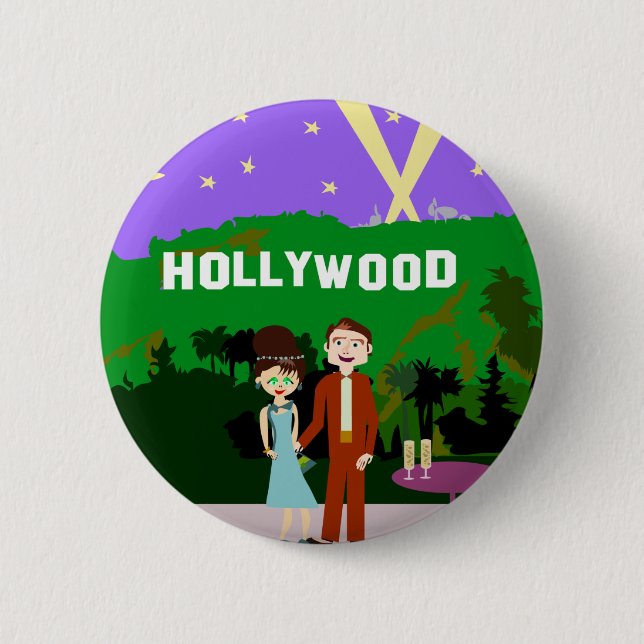 Hollywood Romance Pinback Button (Front)