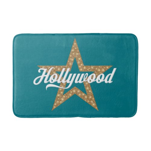 Hollywood Script With Star White Type Bath Mat