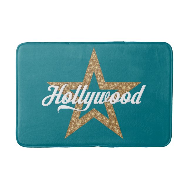 Hollywood Script With Star (White Type) Bath Mat (Front)