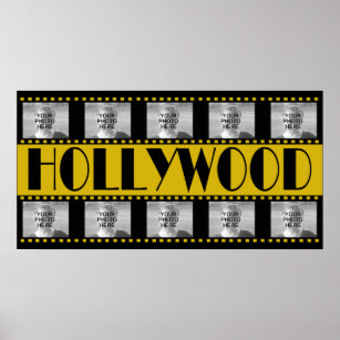 HOLLYWOOD Movie Film Strip Wood Wall Word Sign Art Decor Movies Reel