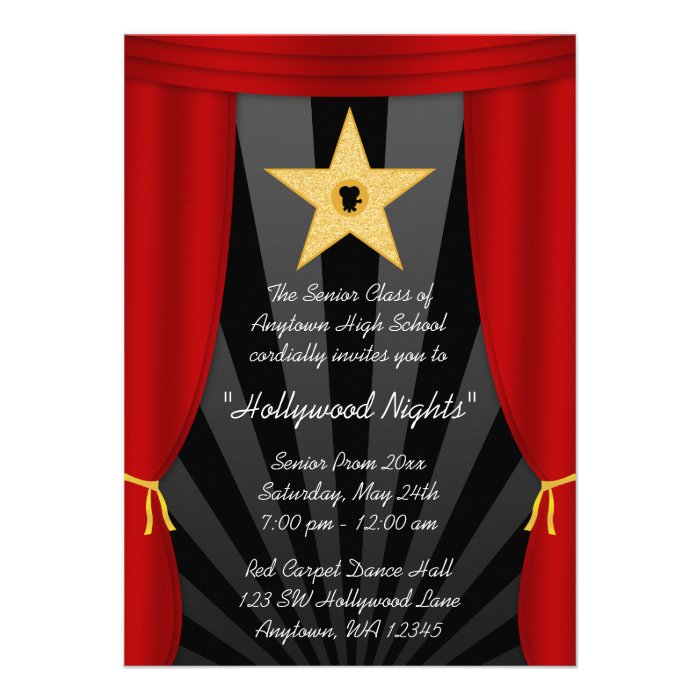 Hollywood Star Red Curtain Prom Formal Invitation