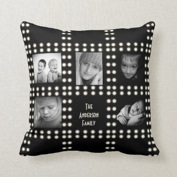 Hollywood Theme Custom Photo Family Name Throw Pillow by MaggieMart at Zazzle