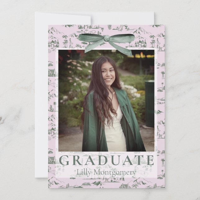 Hollywood Toile Coquette 5 Photo Announcement (Front)