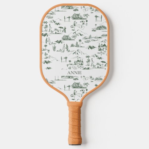 Hollywood Toile de Jouy Green Pickleball Paddle