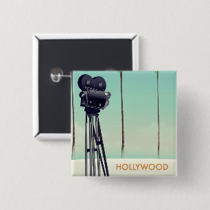 Hollywood Vintage camera Travel poster Button