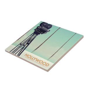 Hollywood Vintage camera Travel poster Ceramic Tile