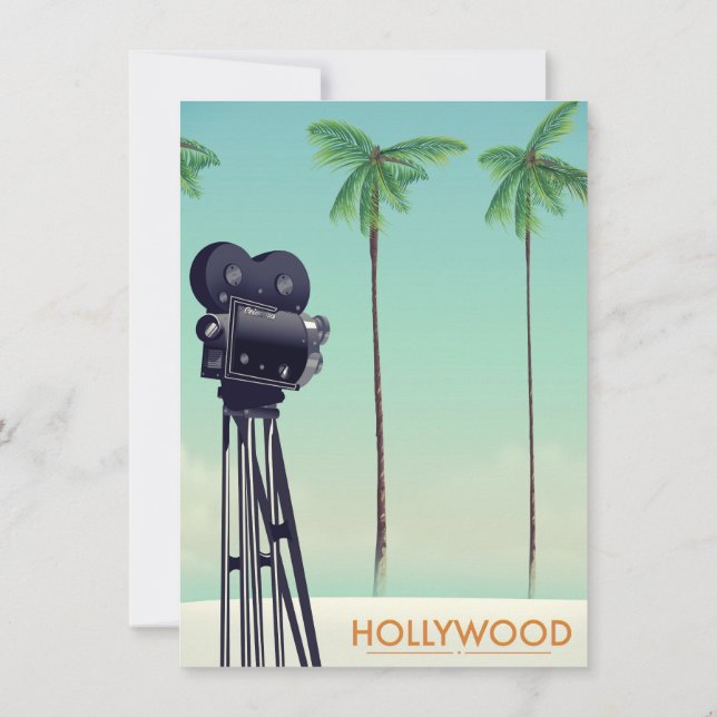Hollywood Vintage camera Travel poster Invitation (Back)