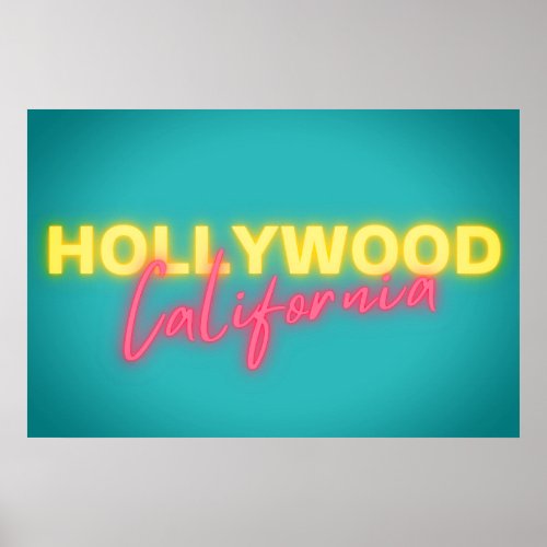 Hollywood Vintage Neon Lights   Poster