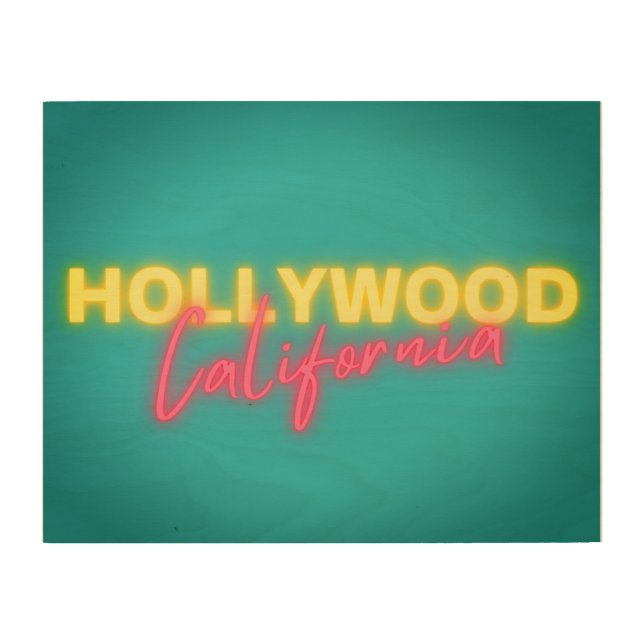 Hollywood Vintage Neon Lights Wood Wall Art (Front)
