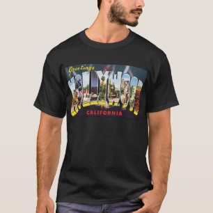 HOLLYWOOD vintage travel luggage label T-Shirt