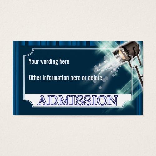 Hollywood wedding admission ticket PERSONALIZE Business Card