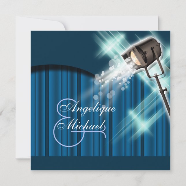 Hollywood wedding movie theater party invitation (Front)