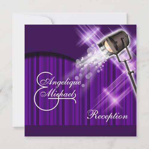 Hollywood wedding reception purple custom invite