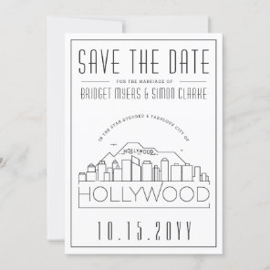 Hollywood Wedding Stylized Skyline Save the Date Invitation