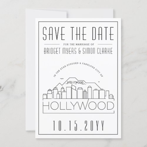 Hollywood Wedding Stylized Skyline Save the Date Invitation