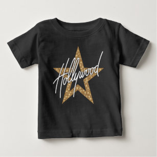 Hollywood White Hand Script With Star Baby T-Shirt