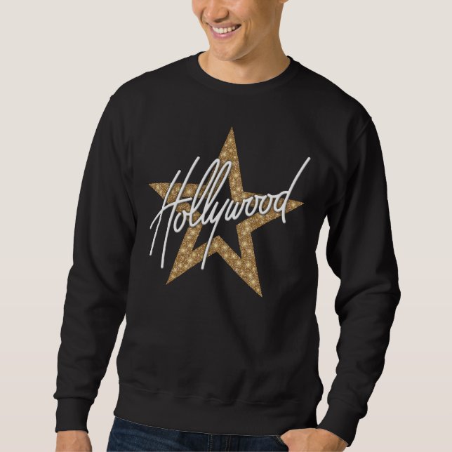 Hollywood White Hand Script With Star Sweatshirt (Front)