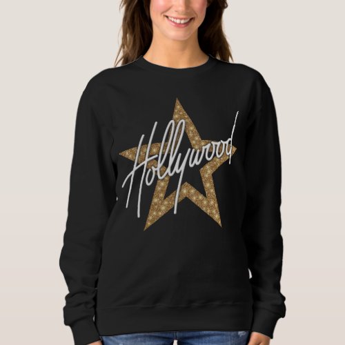 Hollywood White Hand Script With Star Sweatshirt