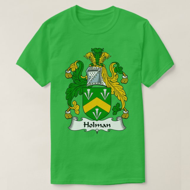 Holman Coat of Arms Family Crest  T-Shirt (Design Front)