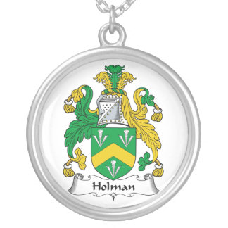 Holman Family Crest Silver Plated Necklace