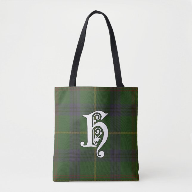 Holmes Clan Tartan Monogram Tote Bag (Front)