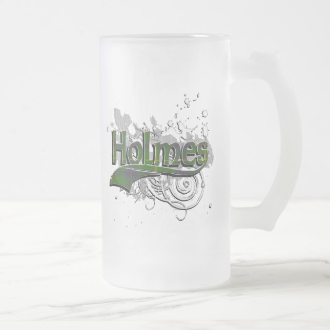 Holmes Tartan Grunge Frosted Glass Beer Mug (Right)