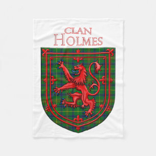 Holmes Tartan Scottish Plaid Lion Rampant Fleece Blanket