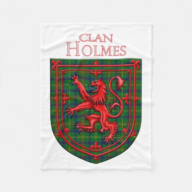 Holmes Tartan Scottish Plaid Lion Rampant Fleece Blanket (Front)