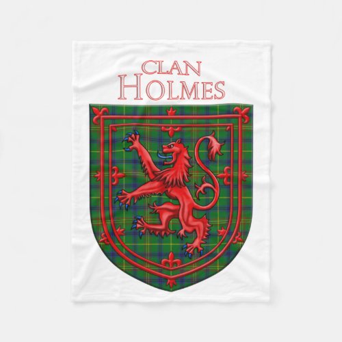 Holmes Tartan Scottish Plaid Lion Rampant Fleece Blanket