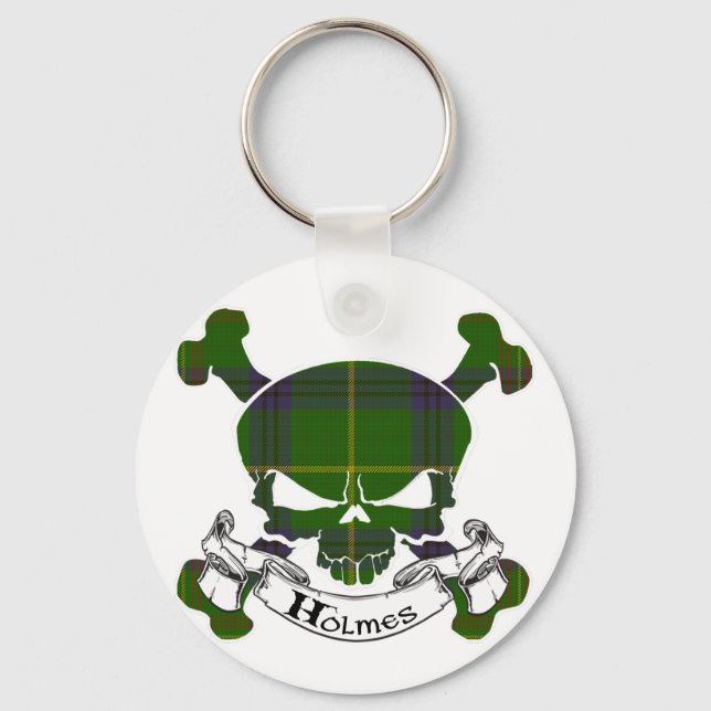 Holmes Tartan Skull Keychain (Front)