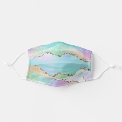 Holo Agate  Faux Iridescent Pastel Ombre Marble Adult Cloth Face Mask