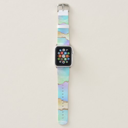 Holo Agate  Faux Iridescent Pastel Ombre Marble Apple Watch Band