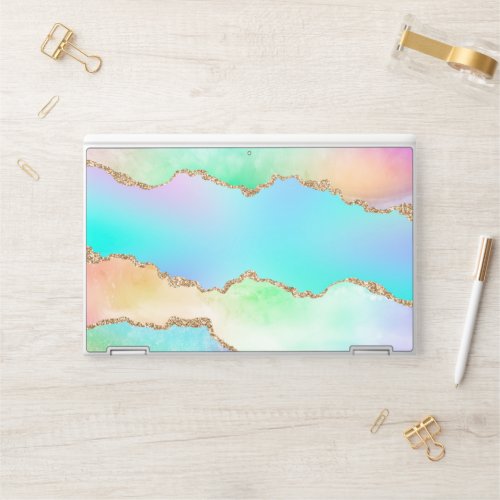 Holo Agate  Faux Iridescent Pastel Ombre Marble HP Laptop Skin