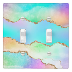 Holo Agate   Faux Iridescent Pastel Ombre Marble Light Switch Cover