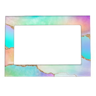 Holo Agate   Faux Iridescent Pastel Ombre Marble Magnetic Frame