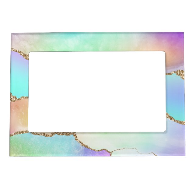 Holo Agate | Faux Iridescent Pastel Ombre Marble Magnetic Frame (Front)