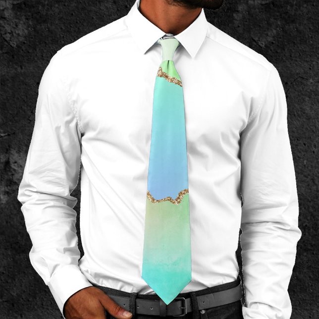 Holo Agate | Faux Iridescent Pastel Ombre Marble Neck Tie (Creator Uploaded)