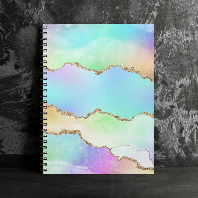 Holo Agate | Faux Iridescent Pastel Ombre Marble Notebook (Creator Uploaded)