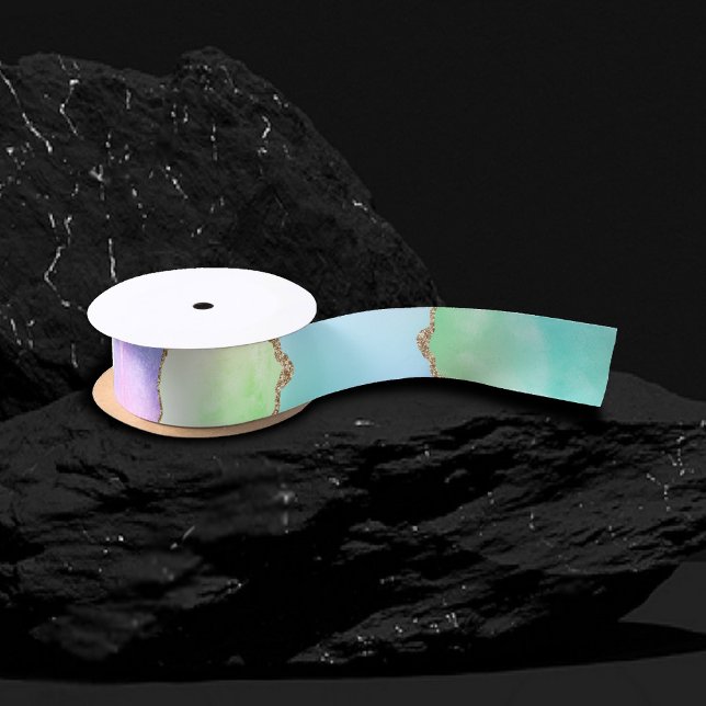 Holo Agate | Faux Iridescent Pastel Ombre Marble Satin Ribbon (Creator Uploaded)