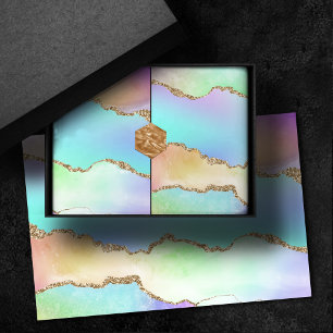 Holo Agate Faux Iridescent Pastel Ombre Marble Tissue Paper