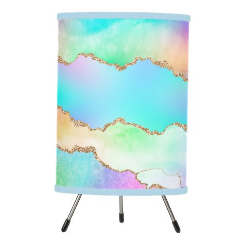 Holo Agate  Faux Iridescent Pastel Ombre Marble Tripod Lamp