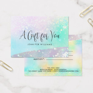 Holo Glitter Pastel Modern Certificate Gift Card