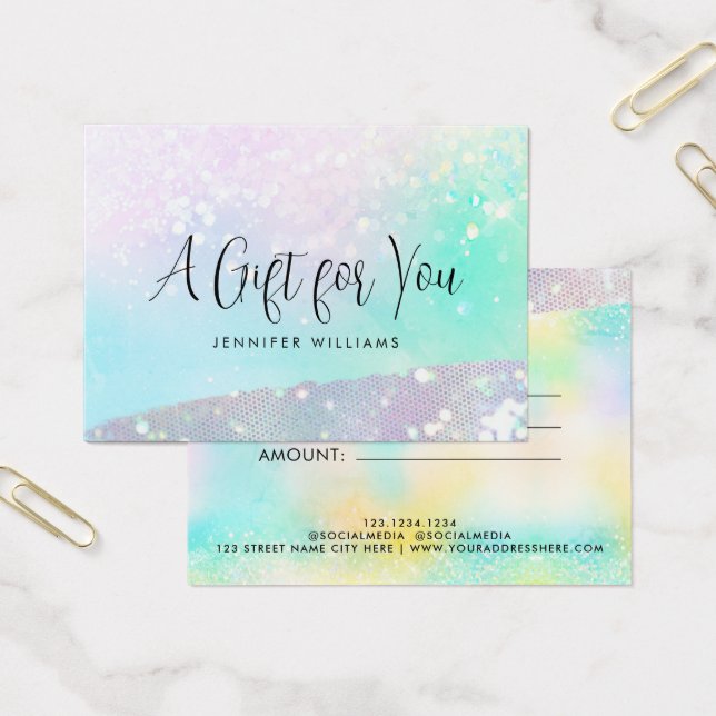 Holo Glitter Pastel Modern Certificate Gift Card (Office)