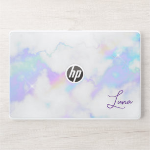 Holo Marble Glam Handwritten Signature Script HP Laptop Skin