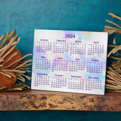 Holo Marble Glam Royal Purple 2024 Calendar Plaque