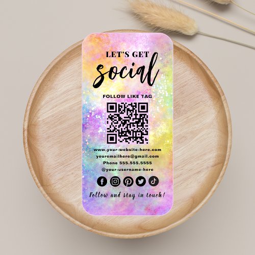 Holo Opal Stylish QR Code Connect With Us Trendy Business Card