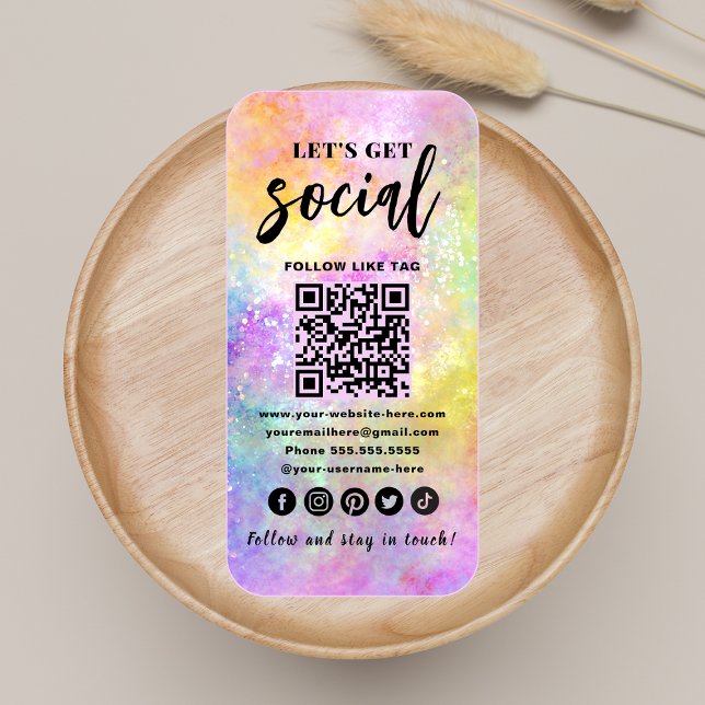 Holo Opal Stylish QR Code Connect With Us Trendy Business Card (Creator Uploaded)